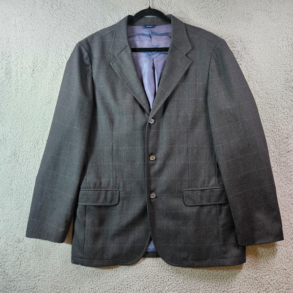 Gap Blazer Sport Coat Jacket Men 44R 98% Wool Gray Plaid - Picture 6 of 16